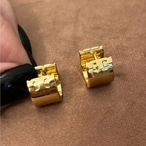 Tory Burch goldtone wide huggie earrings